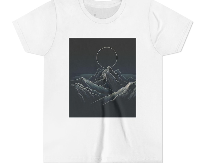 Mountain Sunset Youth Tee, Casual Kids Shirt, Adventure Wear, Nature Lover Gift, Summer Clothing