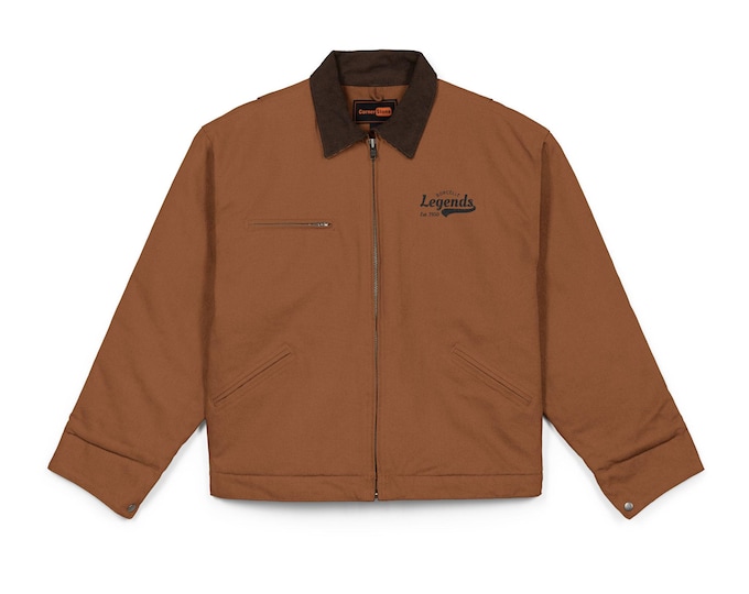 Brown Work Jacket | Duck Cloth Carpenter Jacket, Zip Front