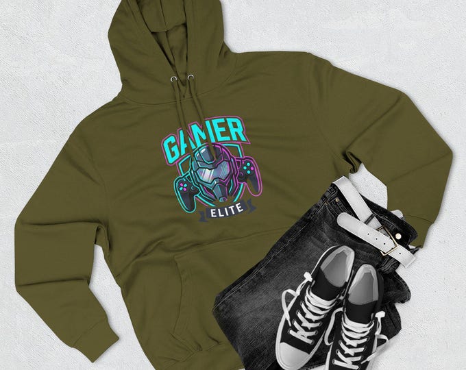 Gamer Elite Helmet and Controllers Hoodie | Gaming Logo Pullover