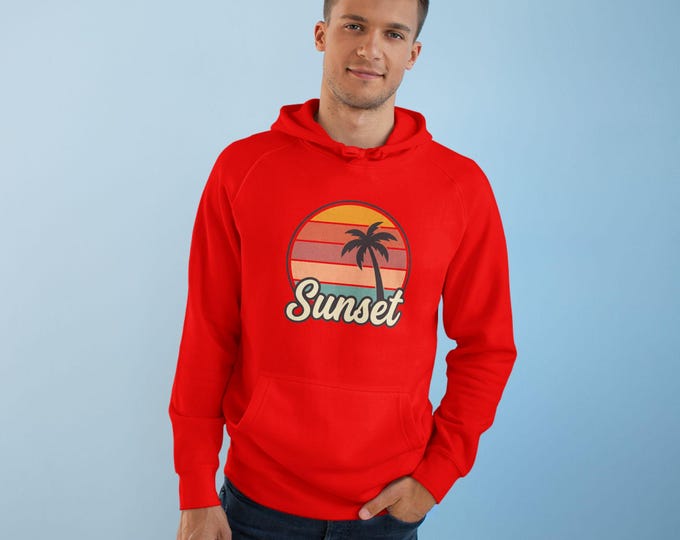 Retro Palm Sunset Hoodie | Vintage Beach Graphic