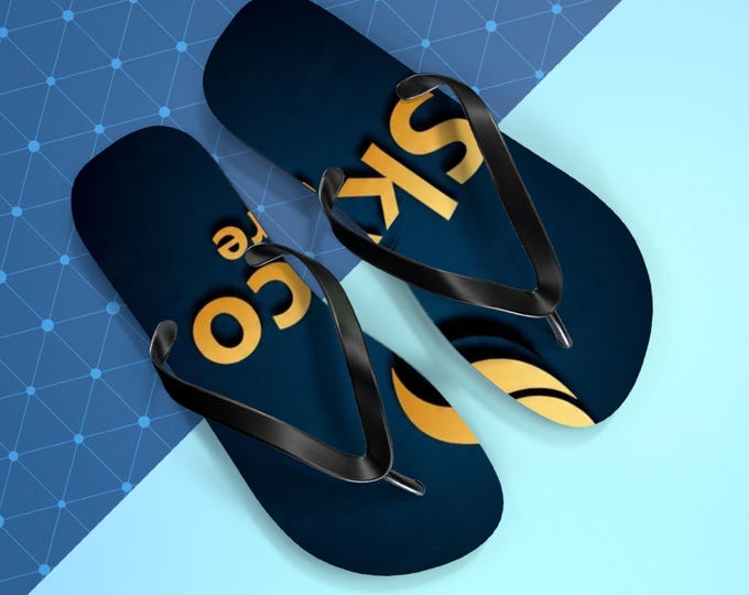 Gold Logo Beach Flip Flops | Custom Branded Flip Flops