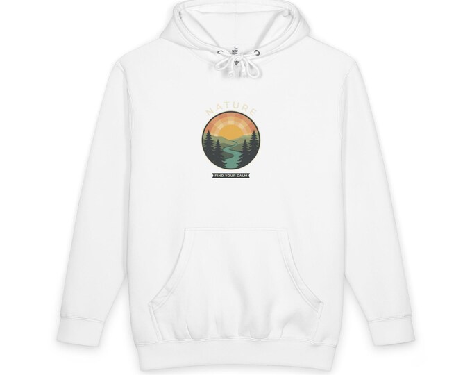 Sunset Forest Landscape Hoodie | Nature River Mountain Camping Design