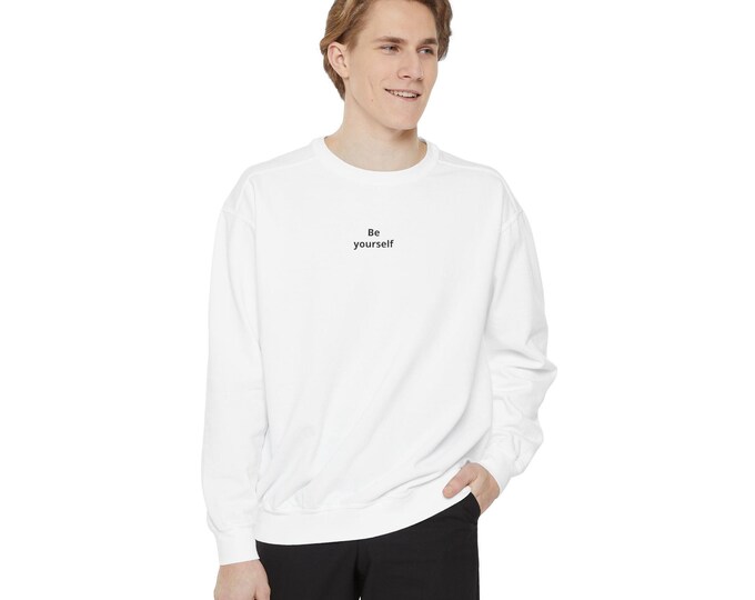 Save the Humans tiny text Sweatshirt | Minimalist small chest print