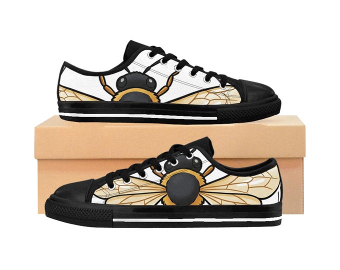 Golden Bee Illustration Sneakers | Women's Low Top Shoes