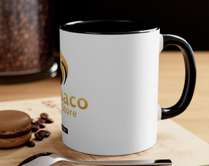 Skysaco Store logo Accent Mug | Pink Interior and Handle
