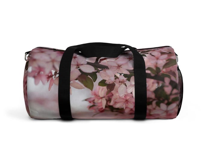 Pink Cherry Blossom Duffel Bag | Floral Travel Gym Bag