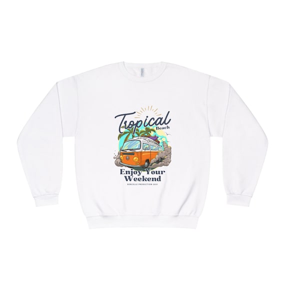 Gift,Tropical Vibes Crewneck Sweatshirt - Beach Lover Gift, Summer Chill, Retro Camper, Vacation Outfit, Mermaids & Sunsets