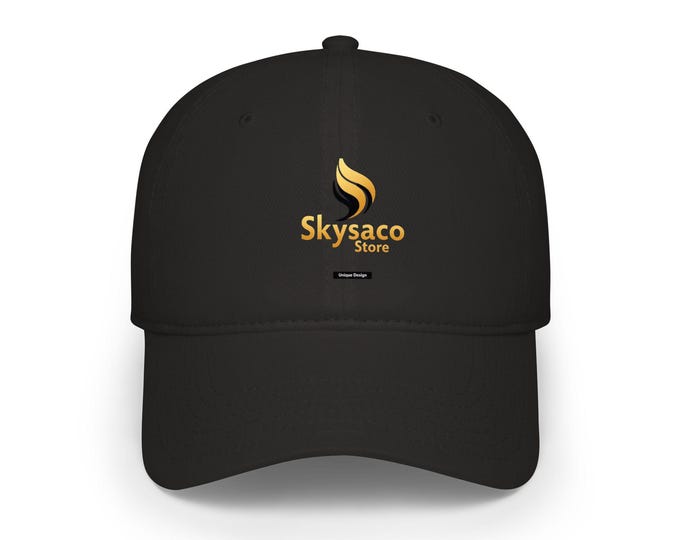 Skysaco Flame Logo Cap | Baseball Cap, Embroidered Gold Logo