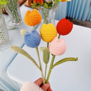 Colorful Tulips Handmade Crocheted Flower Home Decoration