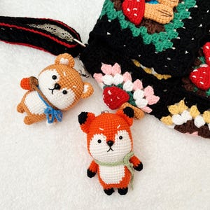 Vintage Fox Keychain Handmade Crocheted Keychain Cute Animals