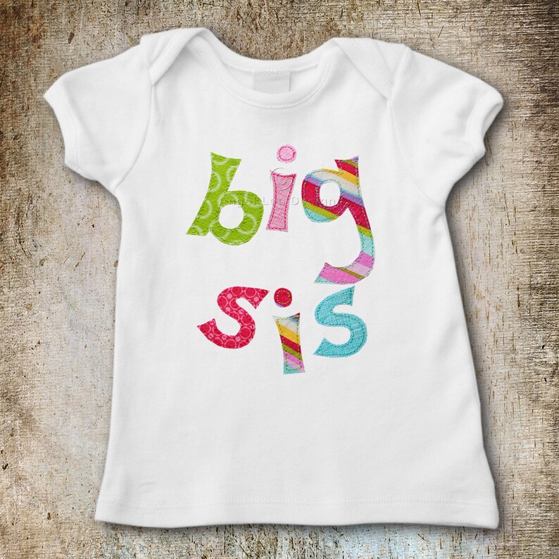 Lil Bro Big Sis Applique Template PDF Lettering Applique Pattern. Also Makes Lil Sis Big Bro, Lil Sis Big Sis or Lil Bro Big Bro image 2