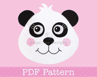 Panda Applique Template PDF Pattern for Raw Edge Fusible Web Applique Making PDF Template by Angel Lea Designs