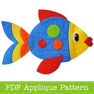 Poisson Applique modèle PDF motif Animal mer créature Applique Design par Angel Lea Designs, téléchargement immédiat motif numérique