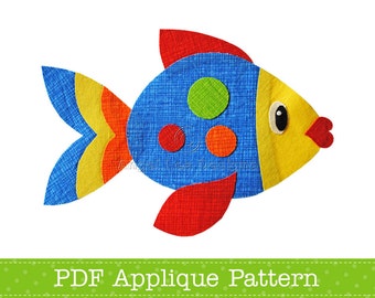 Fish Applique Template PDF Pattern Animal Sea Creature Applique Design by Angel Lea Designs, Instant Download Digital Pattern