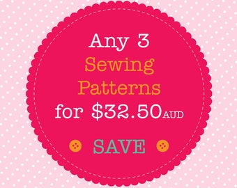 Sewing Pattern Bundle - Save When You Buy 3 PDF Sewing Patterns. Multiple Purchase Discount. You Choose Patterns