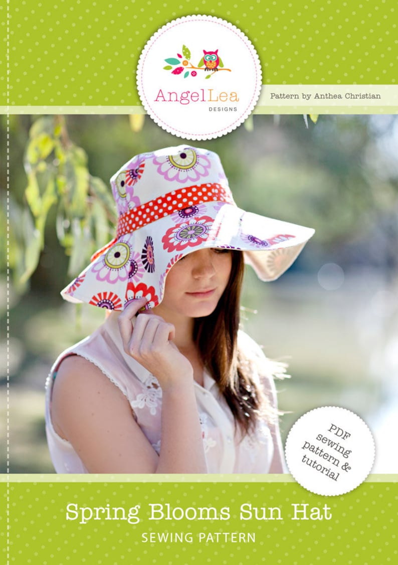 Womens Sun Hat Pattern. Spring Blooms Sunhat PDF Sewing Pattern. Reversible Wide Brimmed Sun Hat with Optional Trim image 2