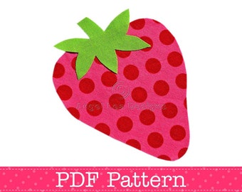 May include: A pink felt strawberry with red polka dots and a green felt leaf.  PDF Pattern.