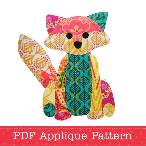 Francie Fox Applique Pattern Fox Applique Design Patchwork Fox PDF Applique Template