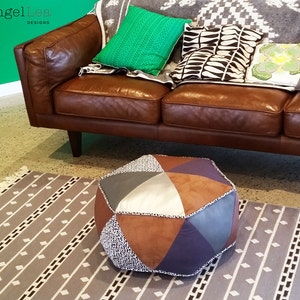 Hexagon Pouf PDF Sewing Pattern Triangle Patchwork Ottoman Pattern image 4