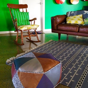 Hexagon Pouf PDF Sewing Pattern Triangle Patchwork Ottoman Pattern image 3