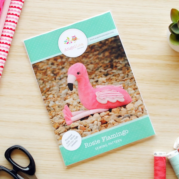 Flamingo Soft Toy HARD COPY Paper Sewing Pattern Rosie Flamingo Sewing Pattern