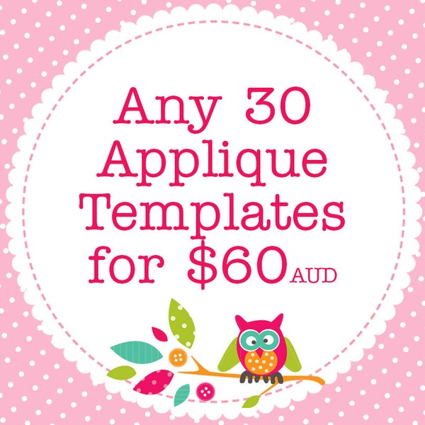 Any 30 Applique Templates, You Choose Designs, Multiple Purchase Discount. PDF Patterns by Angel Lea Designs