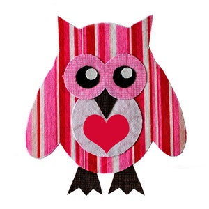 Owl Applique Template, Bird, Animal, Owl on Branch, Valentine Owl, DIY, Children, PDF Pattern by Angel Lea Designs image 4