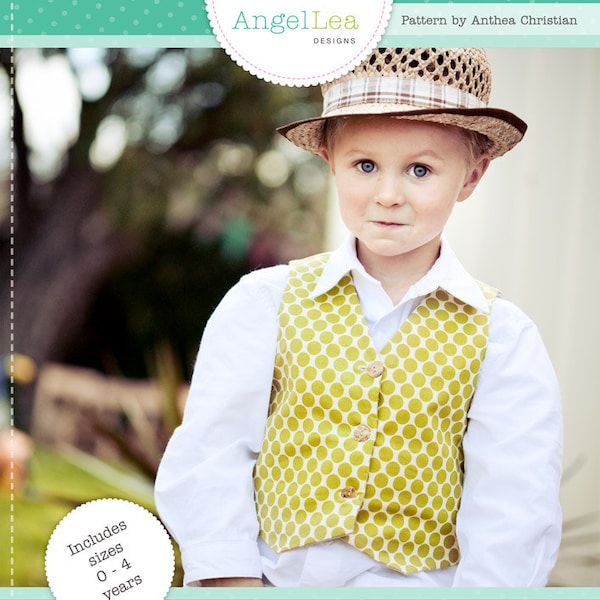 Vest Pattern. PDF Sewing Pattern for Little Lads' Reversible Vest, Waistcoat, Make and Sell, DIY. Sewing Patterns by Angel Lea Designs
