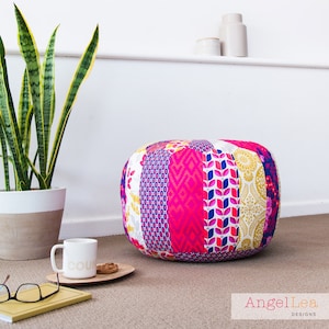 Patchwork Pouf PDF Sewing Pattern Moroccan Ottoman Pattern image 3