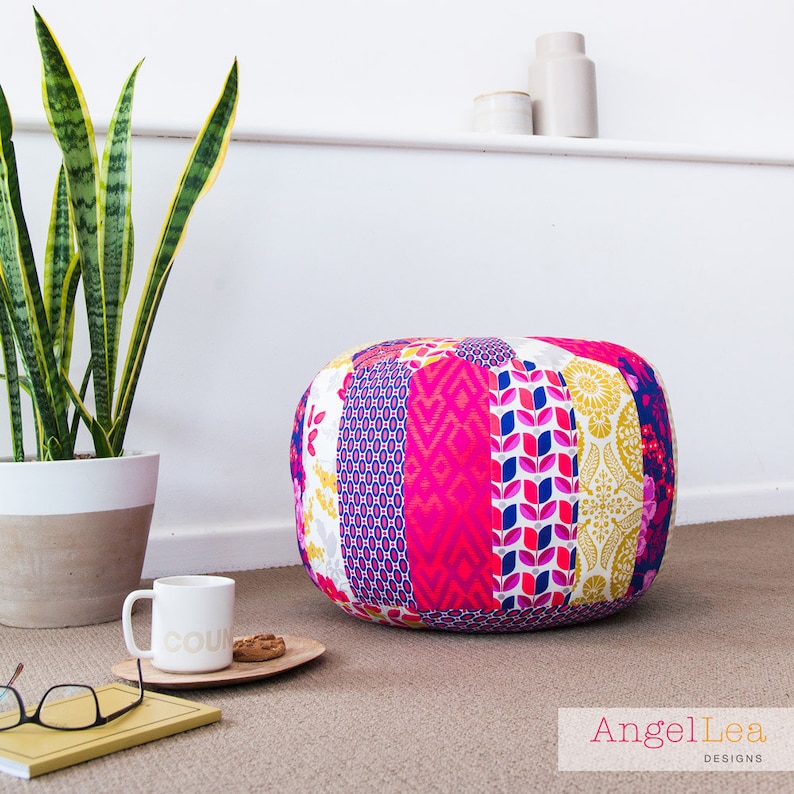 Patchwork Pouf PDF Sewing Pattern Moroccan Ottoman Pattern image 3