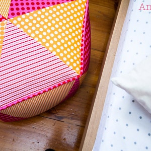 Hexagon Pouf PDF Sewing Pattern Triangle Patchwork Ottoman Pattern image 3