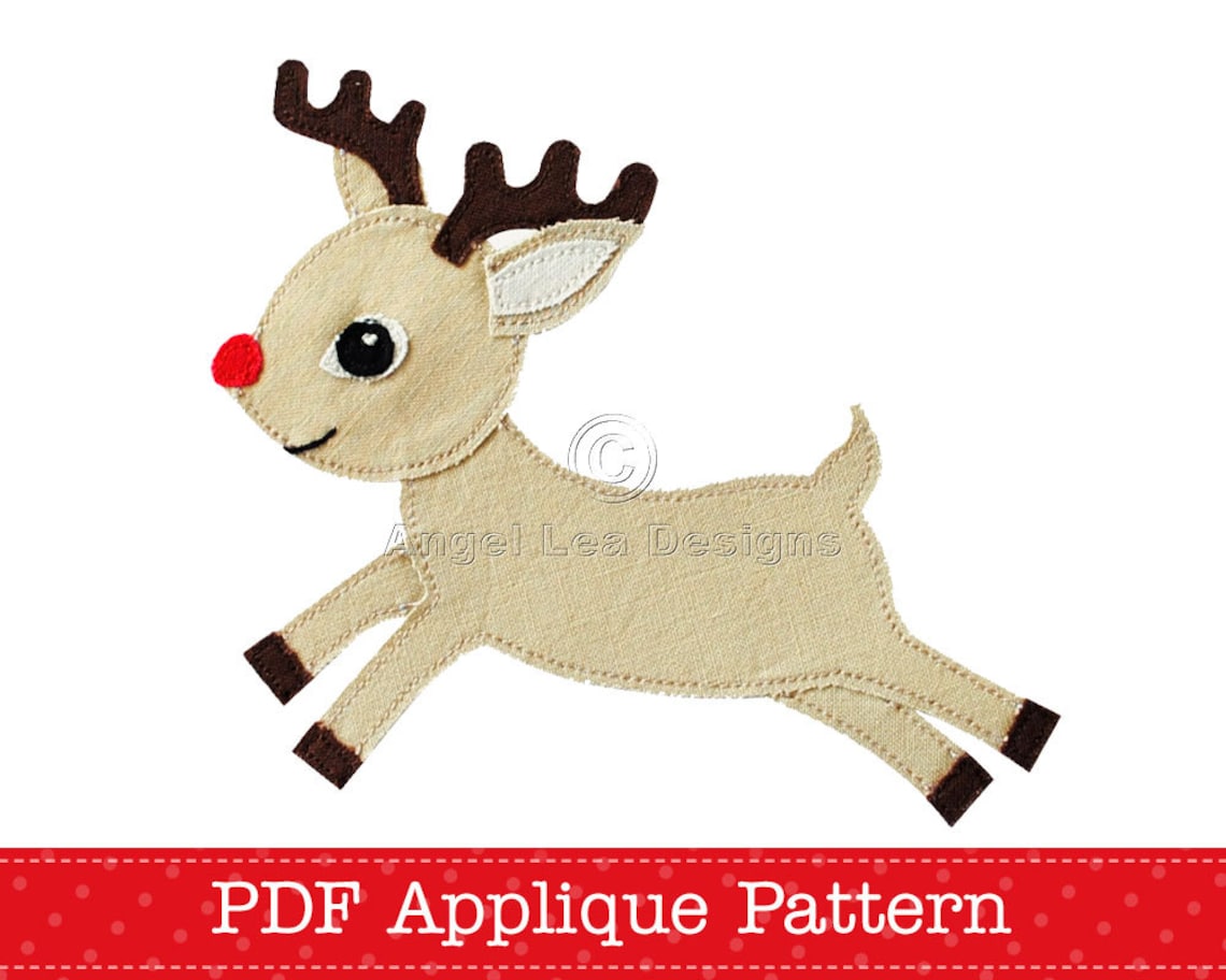 Reindeer Applique Pattern Christmas Reindeer Applique Template Etsy