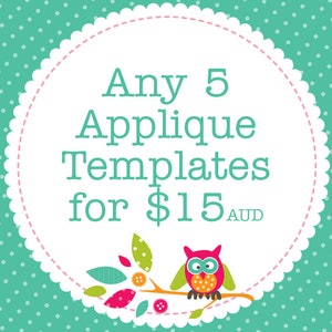 Any 5 Applique Templates, You Choose Designs, Multiple Purchase Discount. PDF Patterns by Angel Lea Designs