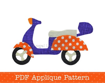 Scooter Applique Template PDF Pattern DIY Make Your Own Fabric Scooter Iron on Applique PDF Template by Angel Lea Designs, Instant Download