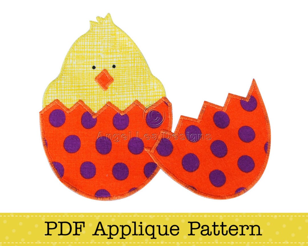 Chicken in Easter Egg Applique Template. Easter Chick in Egg Applique ...