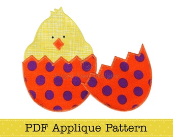 Chicken in Easter Egg Applique Template. Easter Chick in Egg Applique Pattern PDF File for Fusible Web Applique