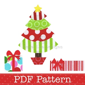 Christmas Tree and Presents Applique Template, Gifts, DIY. PDF Pattern by Angel Lea Designs, Instant Download Digital Pattern image 1