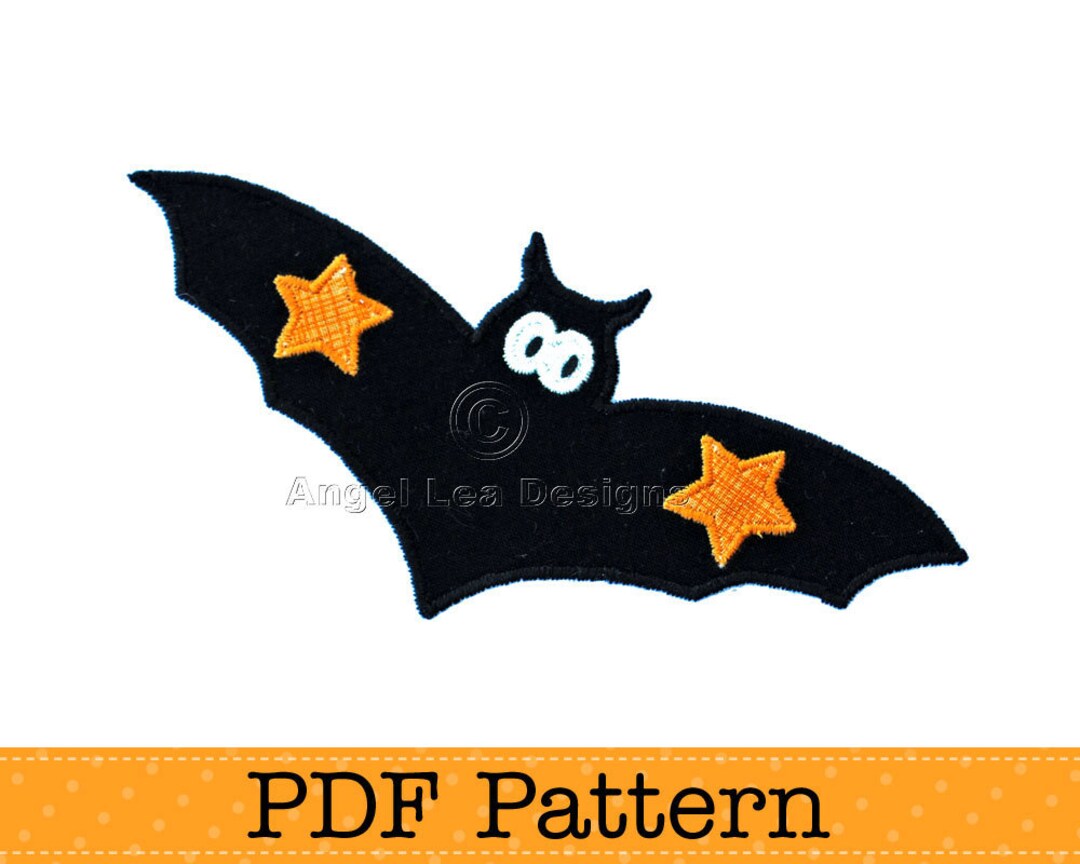 Bat Applique Template. Halloween Applique Design, DIY, PDF Template by ...