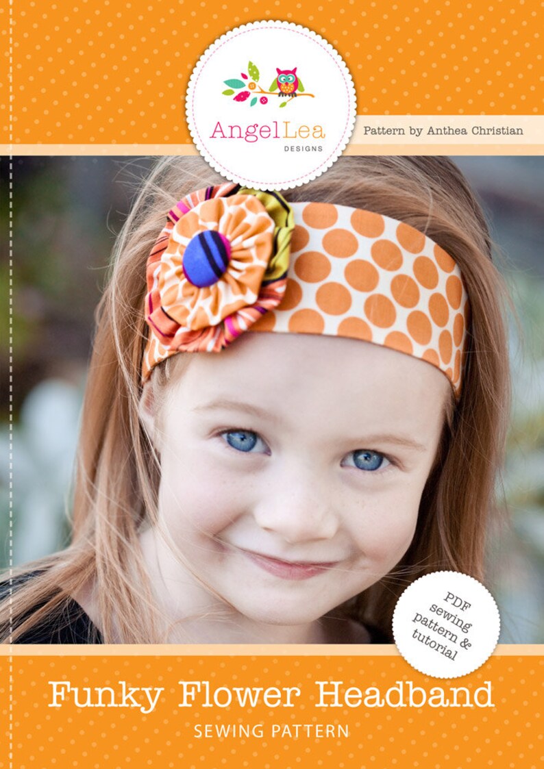 Headband Pattern. PDF Sewing Pattern for Funky Flower Headband, Reversible Cotton Fabric Head Band, Make and Sell, DIY By Angel Lea Designs image 3