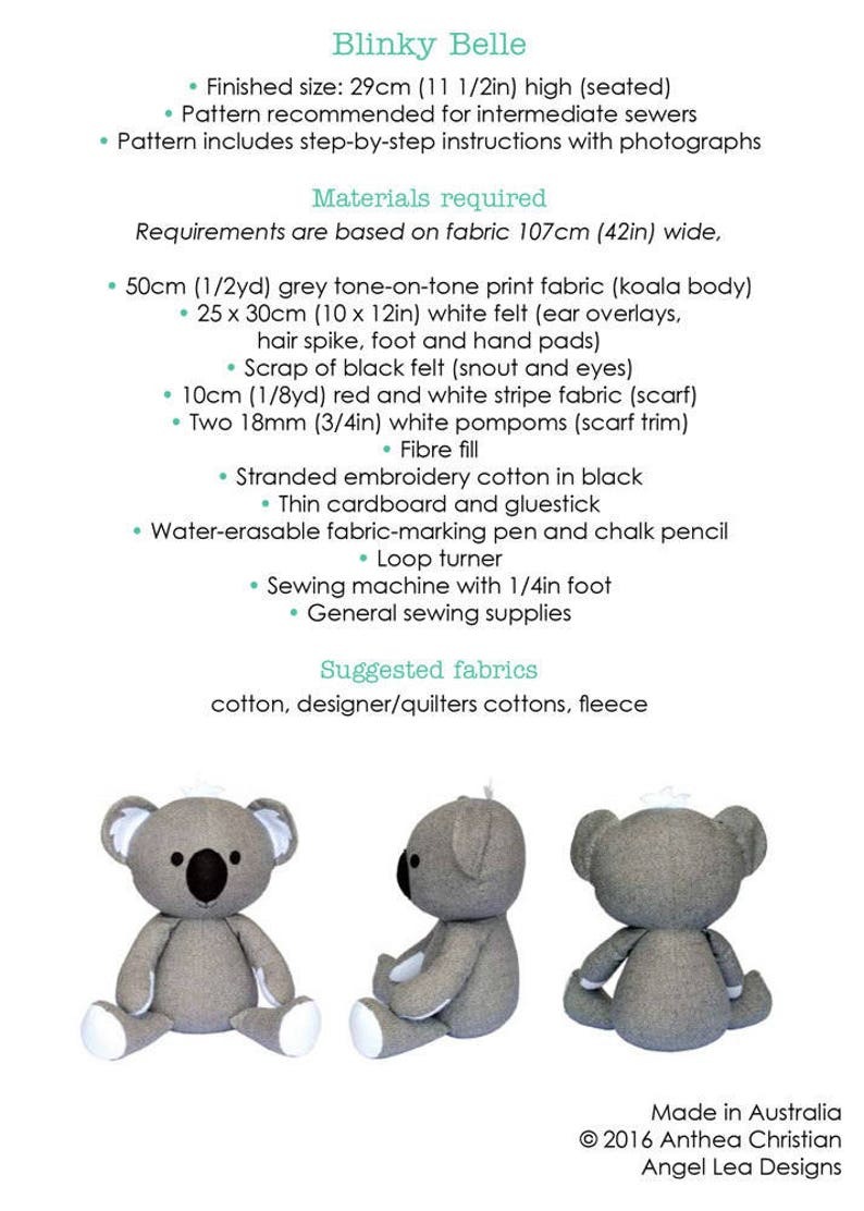 Koala Softie Sewing Pattern PDF Sewing Pattern Koala Stuffed Animal Pattern image 6