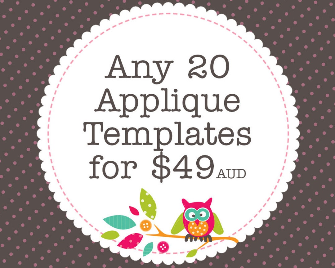 Any 20 Applique Templates, You Choose Designs, Multiple Purchase ...