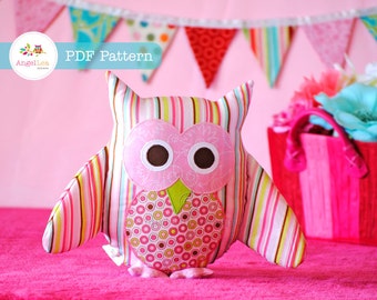 Stuffed Owl Pdf Sewing Pattern. Owl Soft Toy, Cushion, Pillow, Plushie, Nursery Bedding Home Decor, Diy, Instant Download