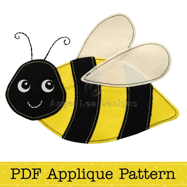 Bumblebee Applique Template Cute Bee Applique Pattern PDF File DIY Make Your Own Applique