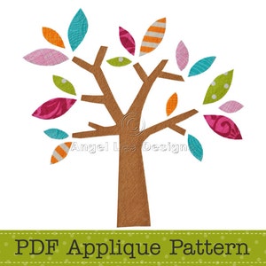 Tree Applique Pattern PDF Tree with Leaves Applique Template, Instant Download Digital Pattern