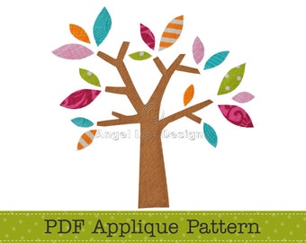 Tree Applique Pattern PDF Tree with Leaves Applique Template, Instant Download Digital Pattern