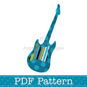Elektrische gitaar stoffen sjabloon, muziekinstrument, doe-het-zelf, kinderen, PDF-patroon door Angel Lea Designs