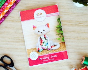 Kattenknuffel HARDE KOPIE Papieren naaipatroon Scrappy Paws-naaipatroon