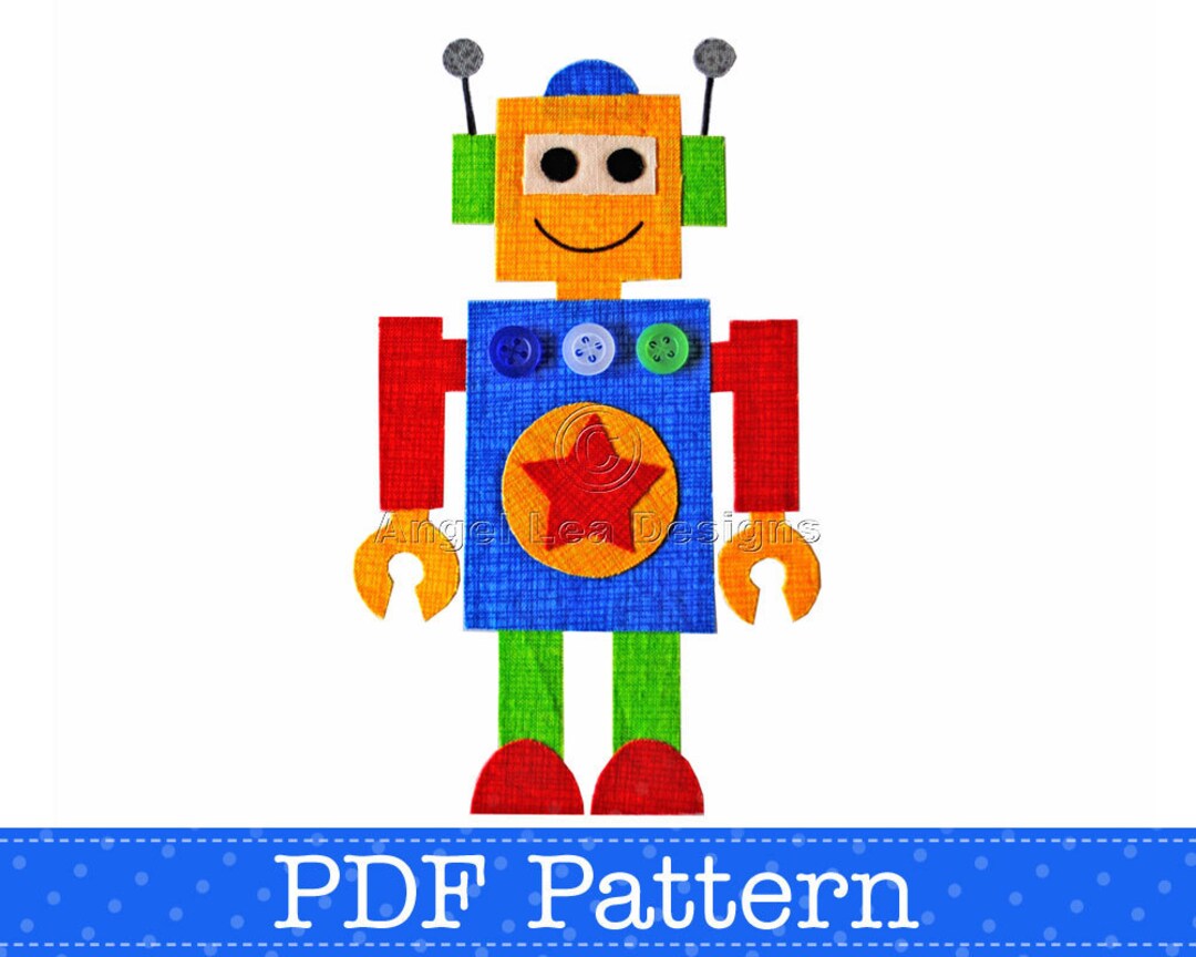 Robot Applique Template. Make Your Own Appliques. PDF Pattern by Angel ...