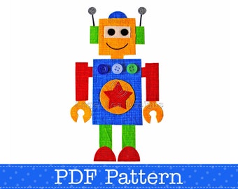 Robot Applique Template.  Make Your Own Appliques. PDF Pattern by Angel Lea Designs, Instant Download