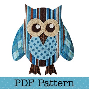 Eule Applikation Vorlage, Vogel, Tier, Eule auf Ast, Valentine Eule, DIY, Kinder, PDF Pattern by Angel Lea Designs